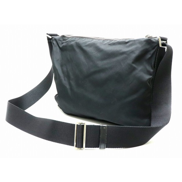 Prada Leather Diagonal Bag Nero Nylon Shoulder - Picture 1 of 9